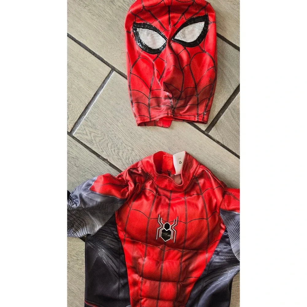 Disney Marvel Spider-Man Far From Home Kids Costume Red Black Size 7/8 Mask Set - Picture 3 of 9